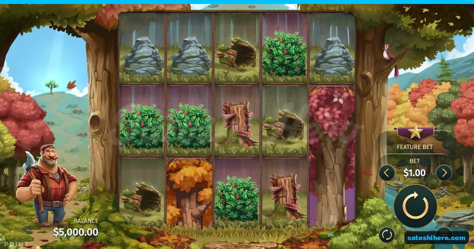 Five-reel grid settled before a forest spin