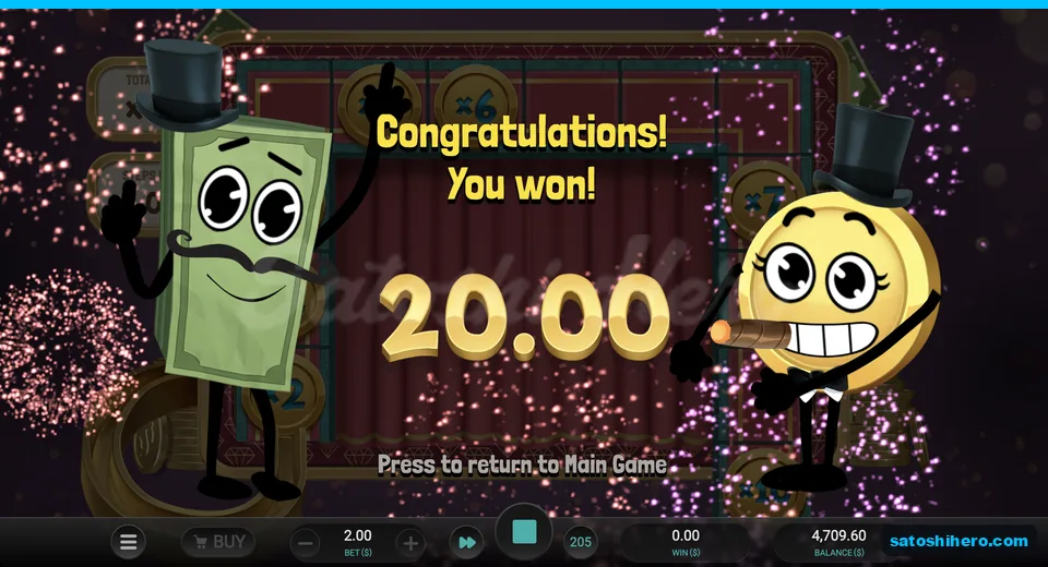Total screen shows twenty dollars