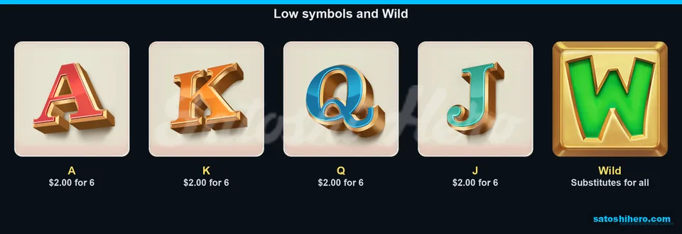 Card symbols and green wild shown