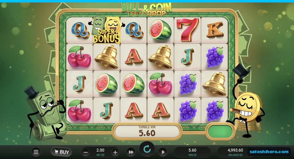 Super Bonus symbol beside tumble win box