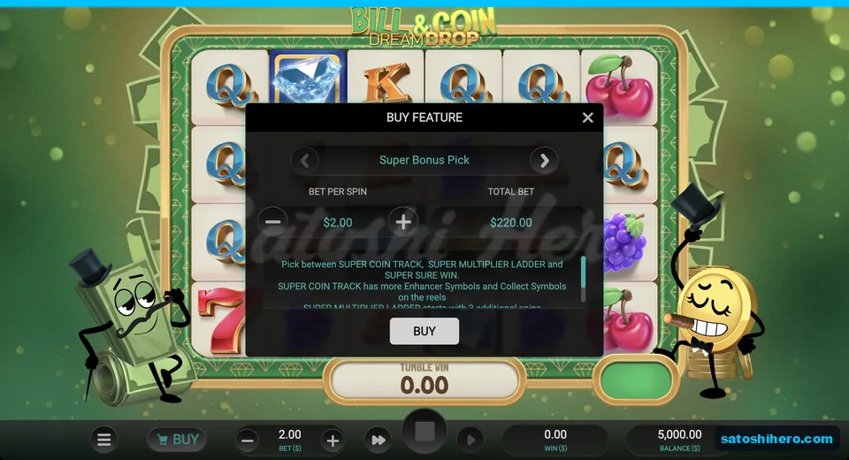 Buy Feature panel set to Super Bonus Pick
