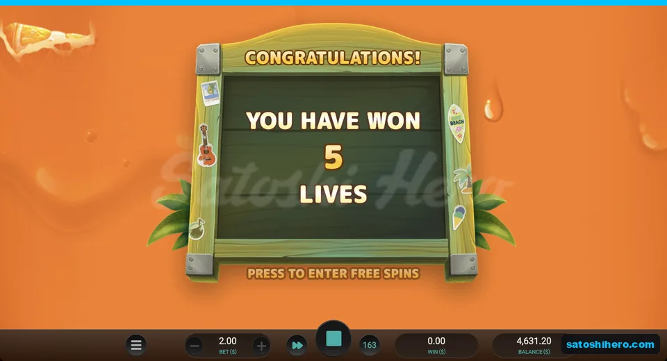 Free spins card awards five lives