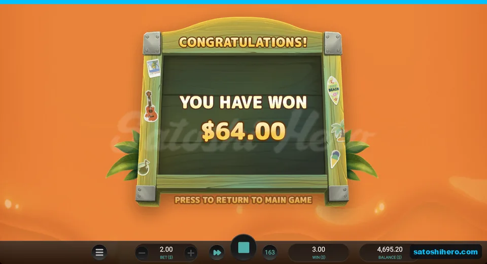 Total screen shows $64.00 bonus payout