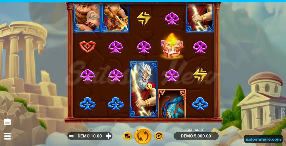 DEMO 5,000.00 balance shown above the resting five-reel grid