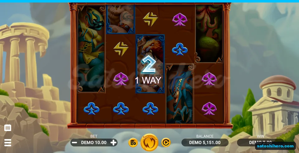 DEMO 2.00 win shown from four adjacent blue clubs
