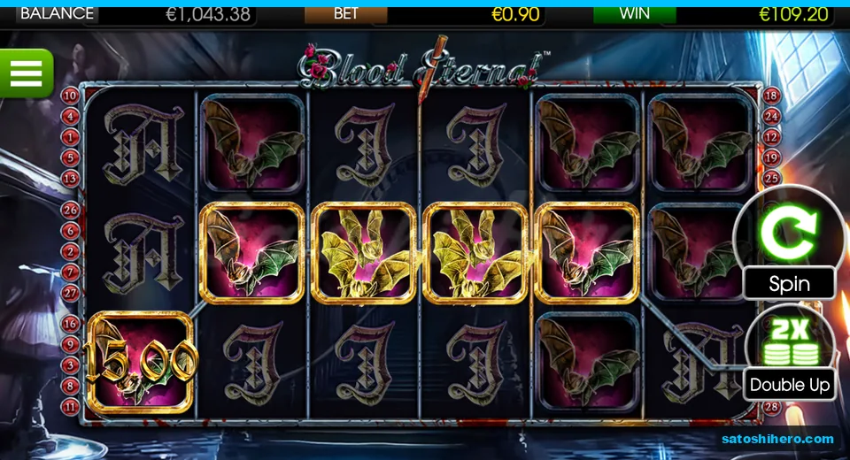 $109.20 win shown with Bat and x2 Bat symbols