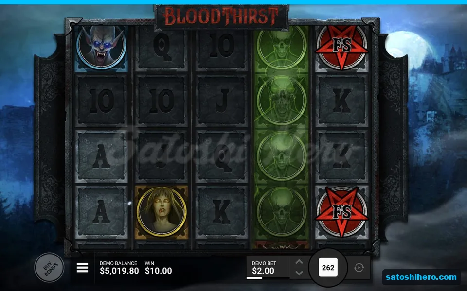 Stacked Ghouls pay $10.00 on reel four