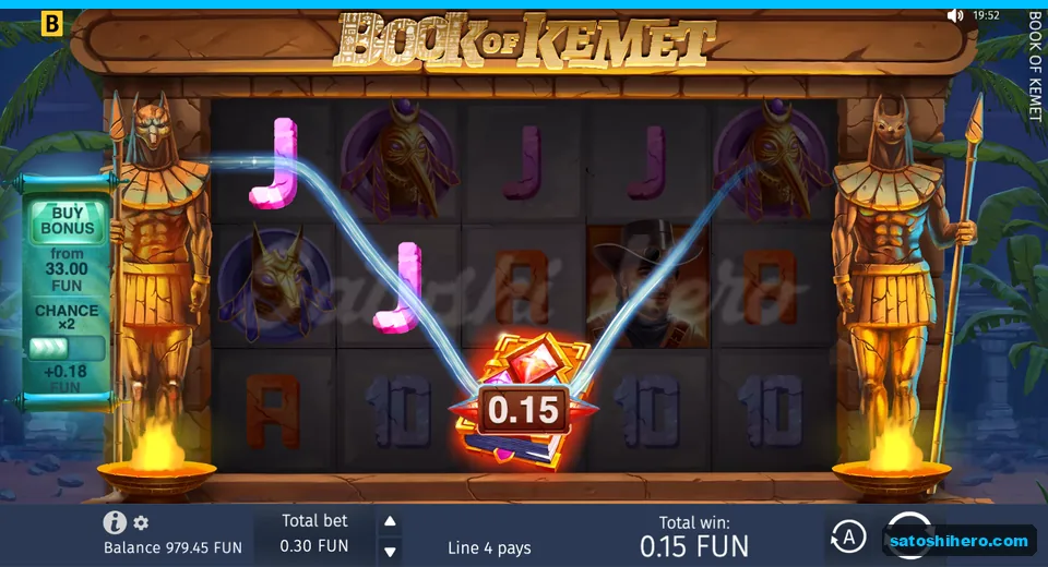 Win panel showing book wild and J symbols