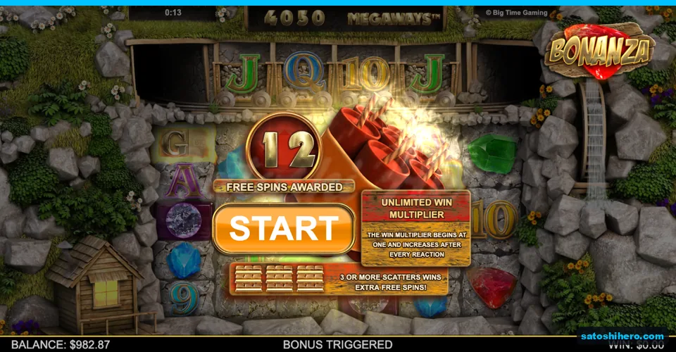 Trigger card showing 12 free spins awarded