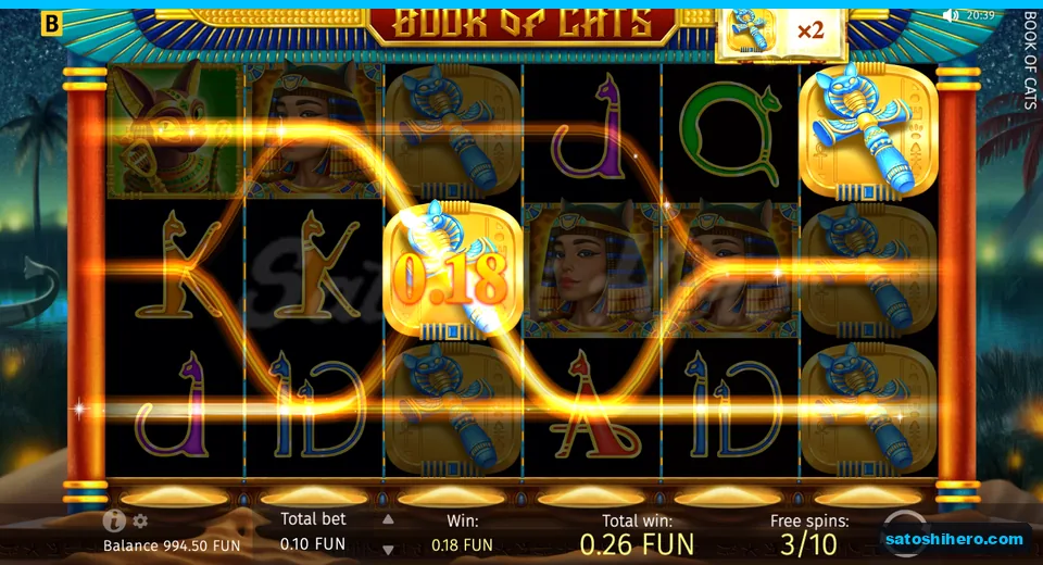 Free spin panel with Ankh expanding on reels