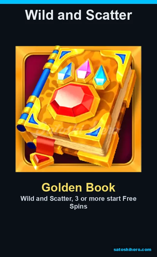 Info screen showing Golden Book wild and scatter