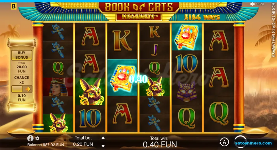 Win screen with wilds and 0.40 payout