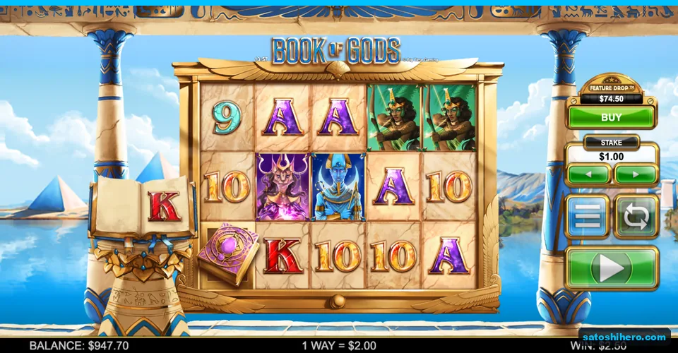 Five-reel grid showing a $2.50 settled win