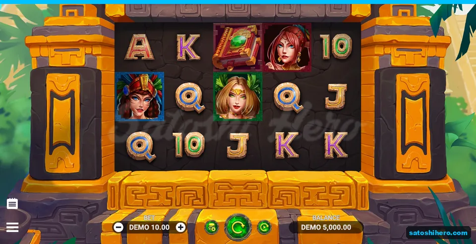 5x3 temple board with 10.00 bet and 5,000.00 balance