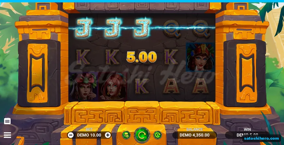 5.00 win shown from three Js on the top row