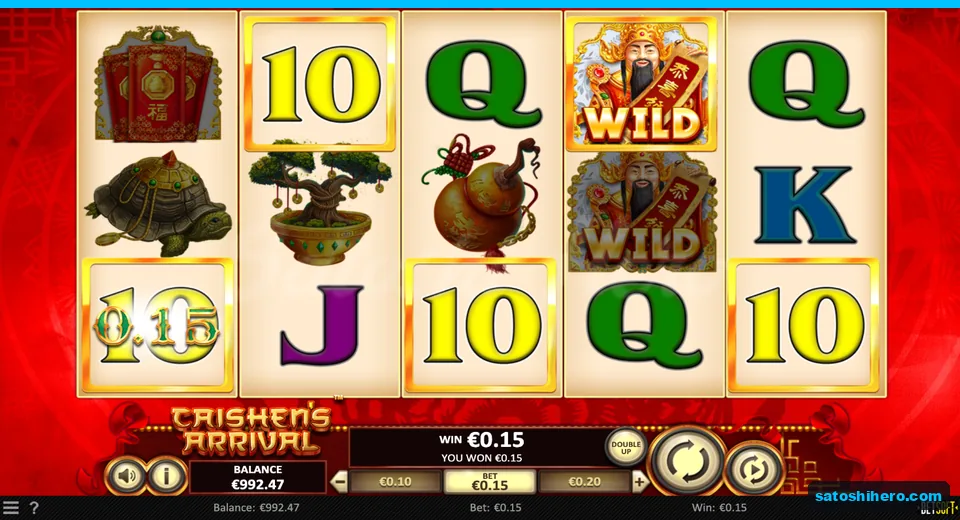 $0.15 win shown across three highlighted yellow tens