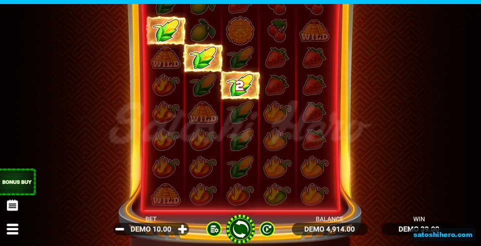 DEMO 39.00 win highlights diagonal corn symbols