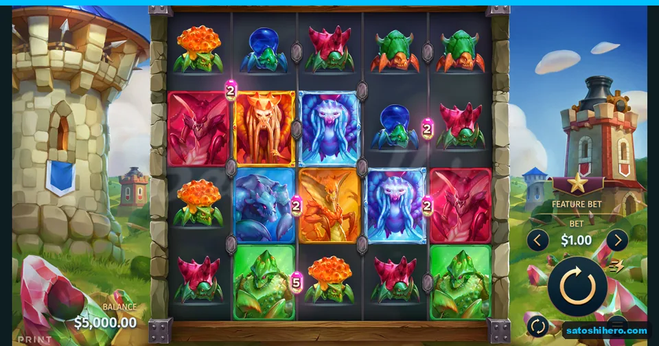 Five-reel grid settled with monster cards