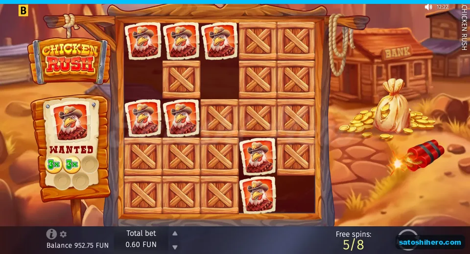 Bonus screen showing crates, red sheriffs and two multipliers