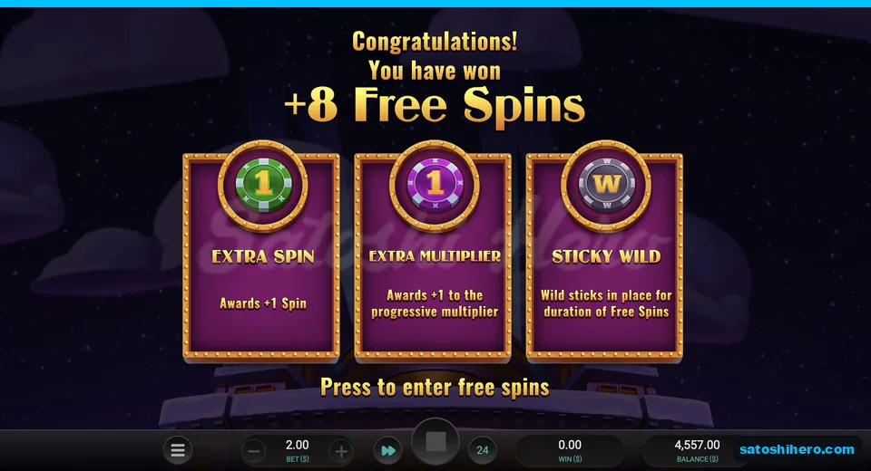 Free spins intro shows three chip effects