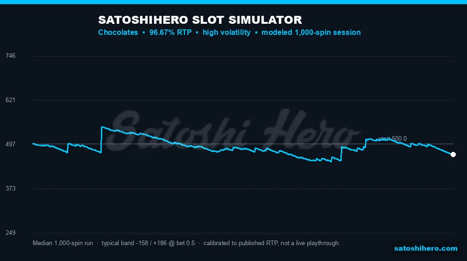 Simulator graph showing 1000-spin session paths