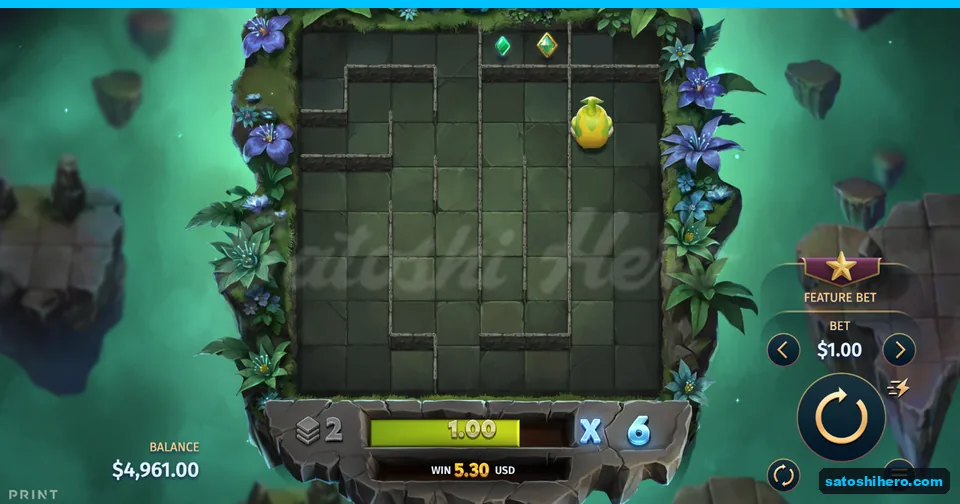 Grid ending with x6 multiplier and $5.30 win