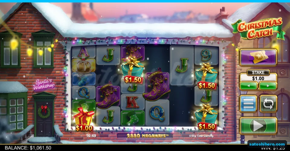 Dimmed reels with prize boxes and $1.25 win