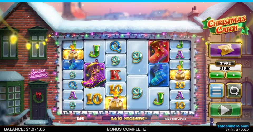 Bonus complete board with $70.65 win showing