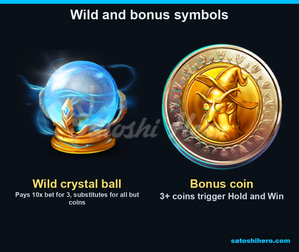 Crystal ball wild beside wizard bonus coin