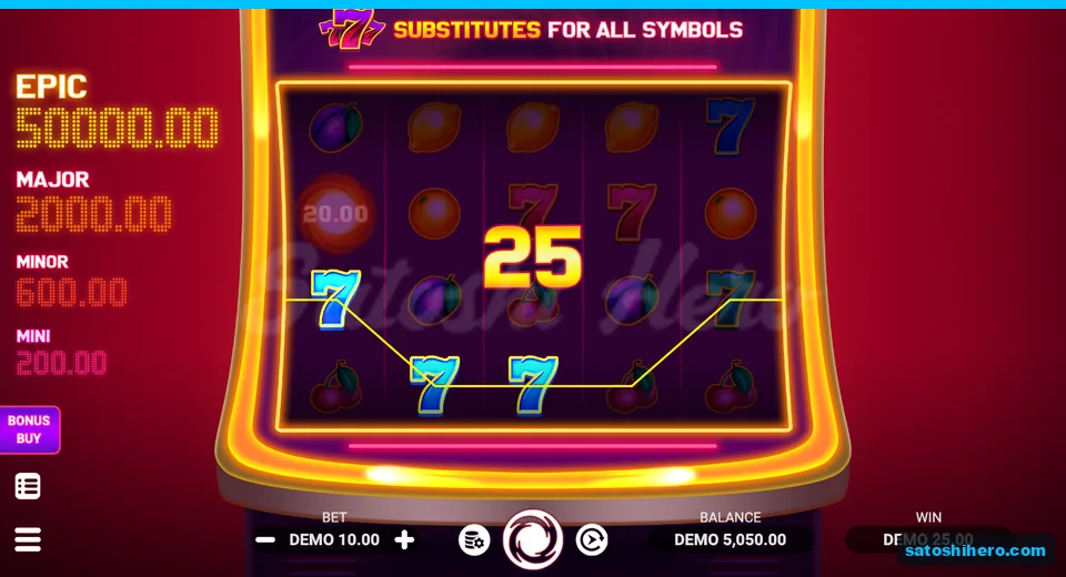 25.00 win held on three blue sevens
