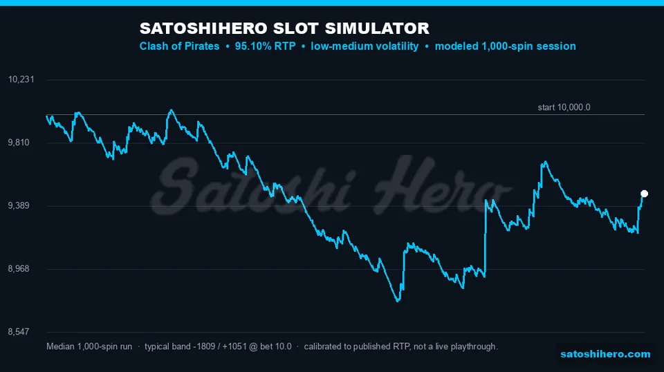 1,000-spin balance curve drifting below the starting line