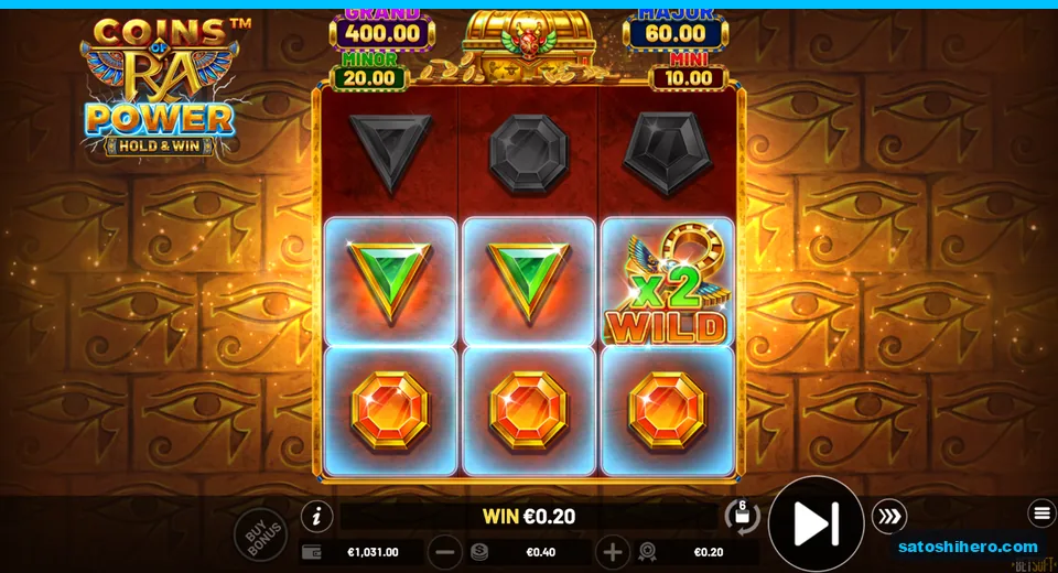 Two gem rows pay with x2 wild