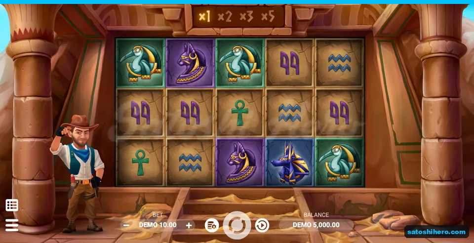 Five-by-three carved tile board with multiplier ladder and balances