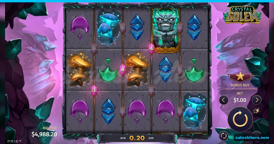 Five-reel board with Wild and numbered gems