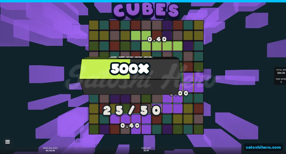Purple sticky block at twenty-five cubes