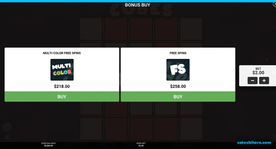 Bonus buy menu with two prices
