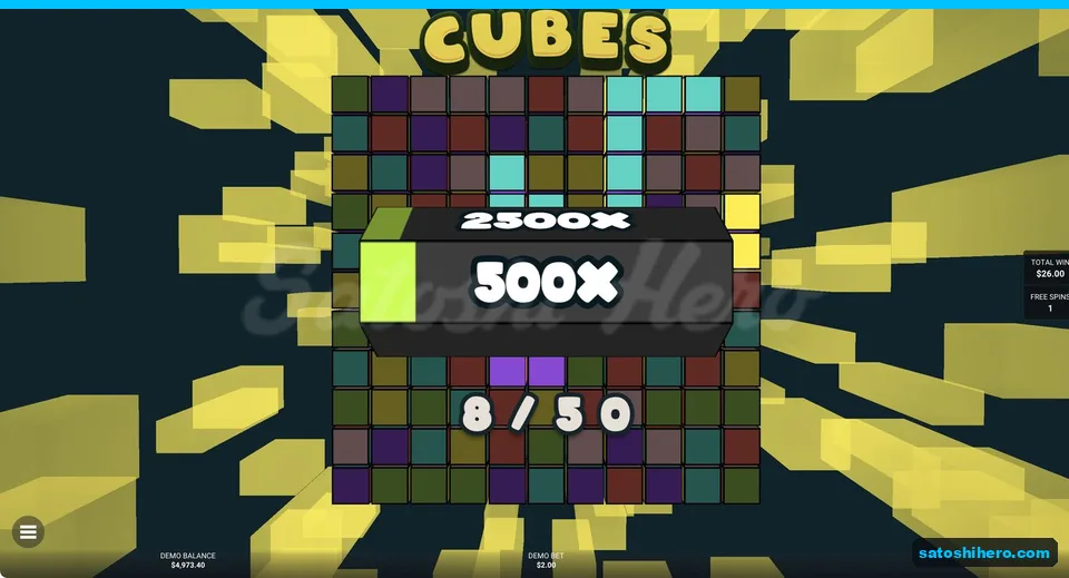 Sticky colour meter showing eight cubes