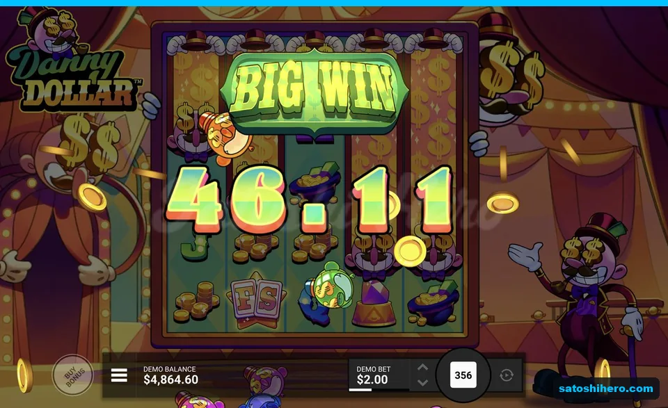 Big Win banner counts over reels