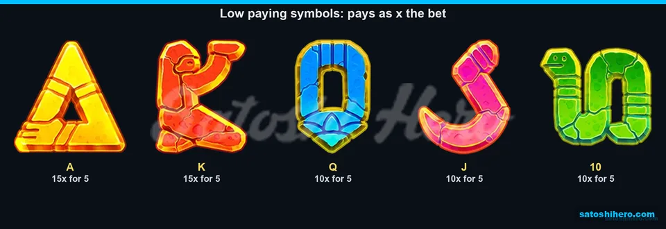 Paytable page for carved A, K, Q, J and 10