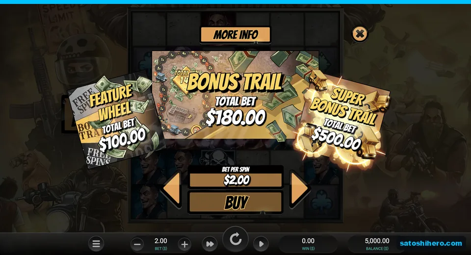 Bonus buy carousel lists three feature prices
