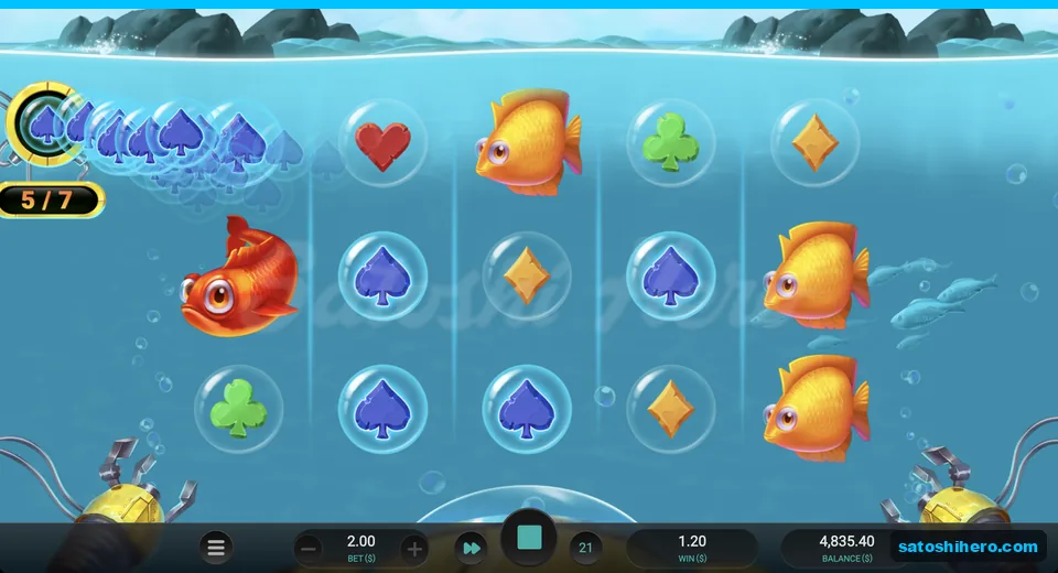 Diamond bubbles fill meter during small win