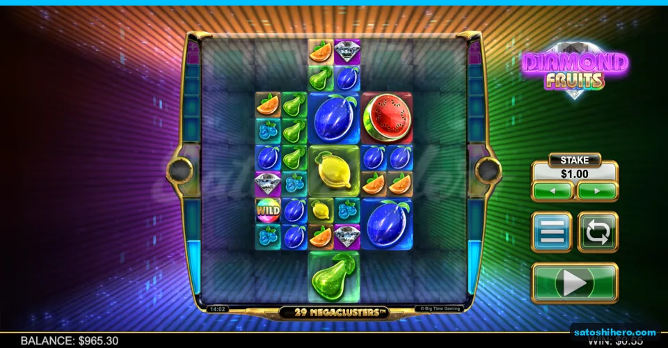 Five-reel grid showing a small win