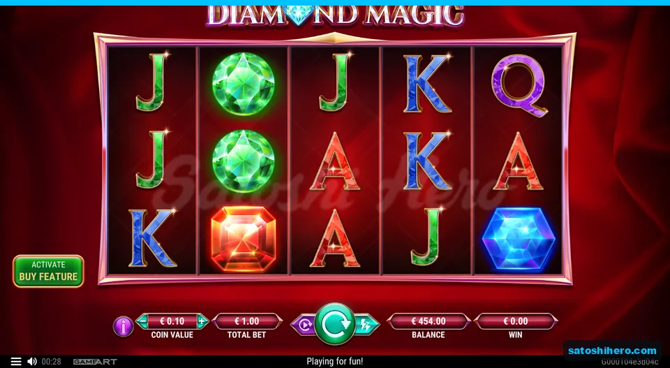 Idle jewel grid with 1.00 total bet
