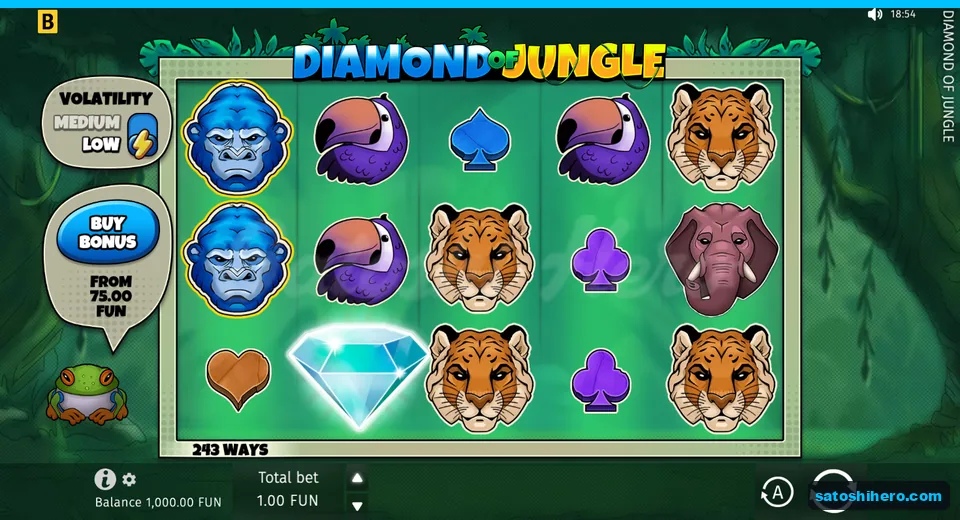 Base screen with animal symbols and 243 ways label