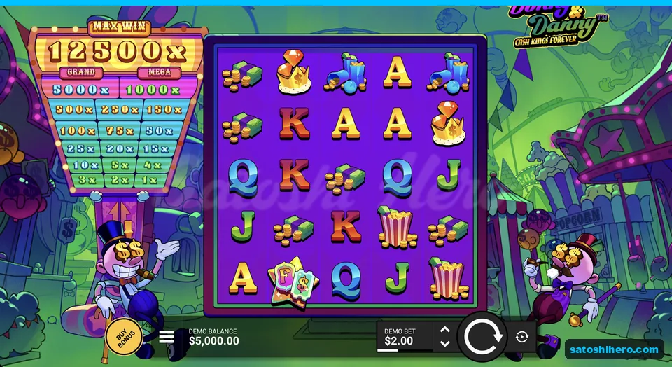 Fairground grid with cash board and characters