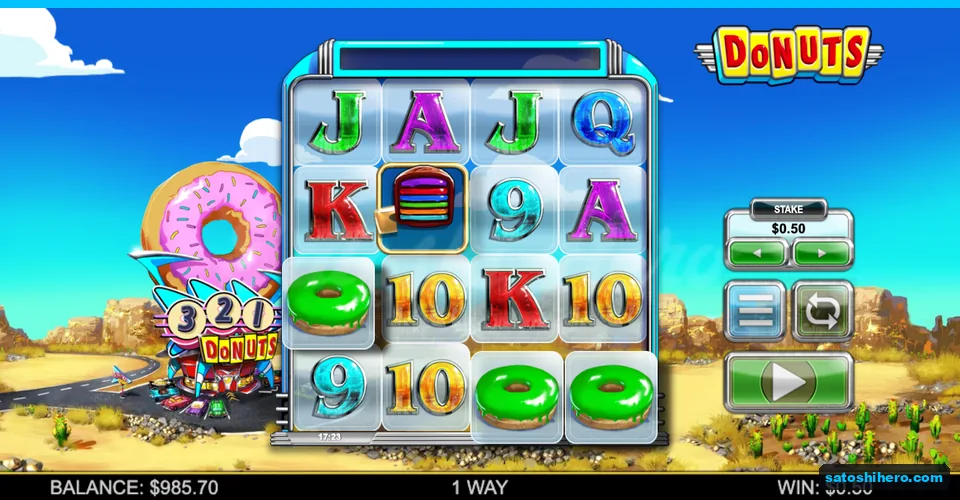 Bottom row green donuts with one way win