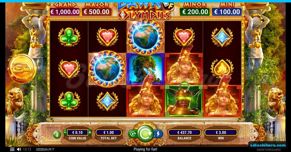 $3.00 win shown with two Scatter Wild globes