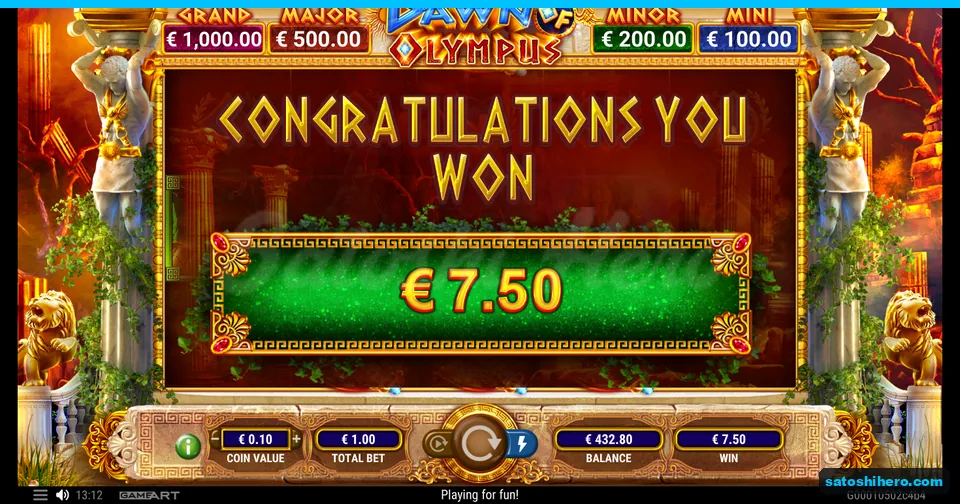 $7.50 award shown on the jackpot result banner