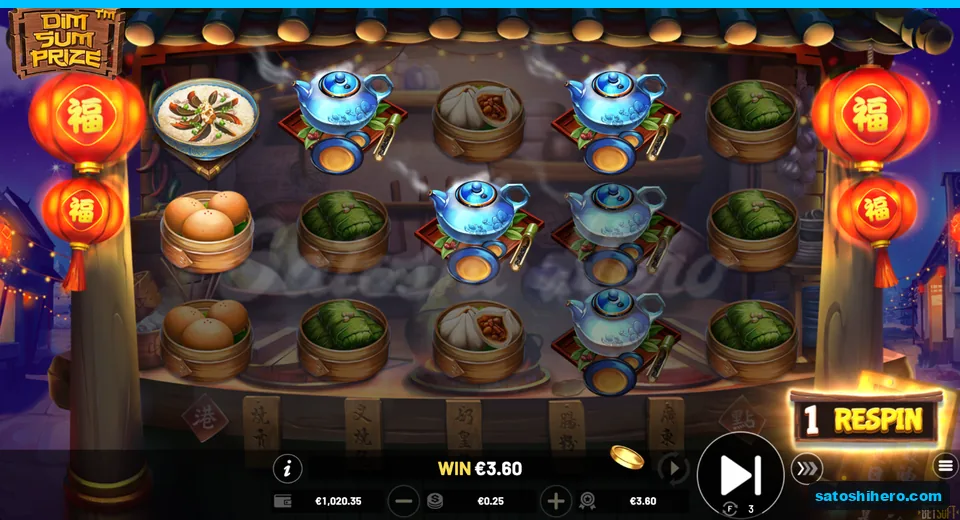 $3.60 win shown with locked wilds and one respin