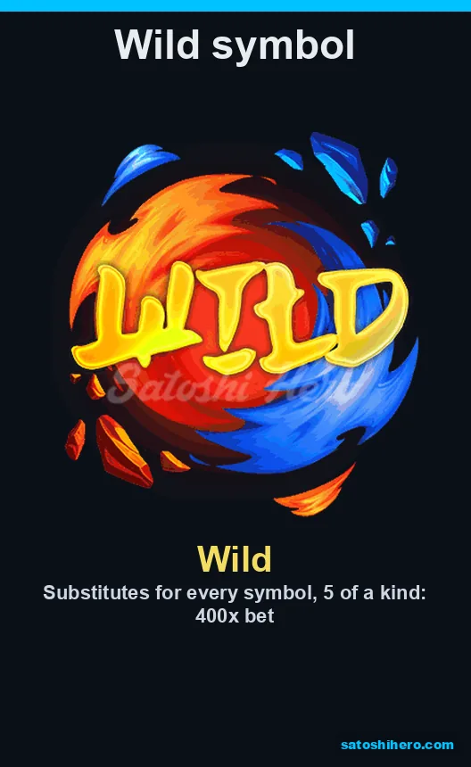 Wild emblem shown on dark paytable board
